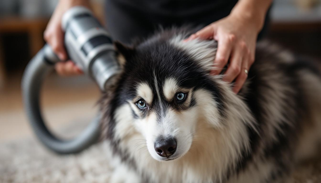 husky hair being vacuumed