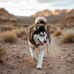 Siberian husky in a hot climate