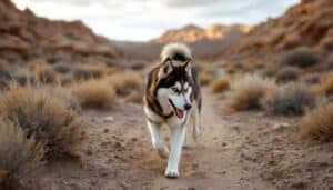 Siberian husky in a hot climate