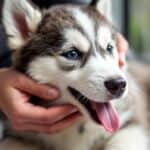 Husky being groomed