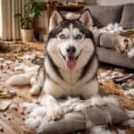 siberian husky destroyed couch